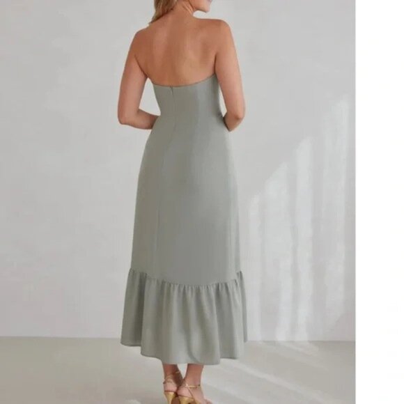 Strapless Park & Fifth Bridesmaid's Dress, Sage, Size M - Picture 3 of 4